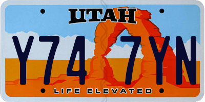 UT license plate Y747YN
