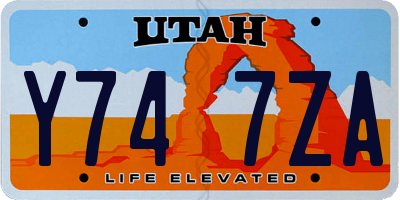 UT license plate Y747ZA
