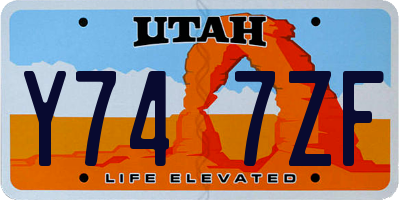 UT license plate Y747ZF