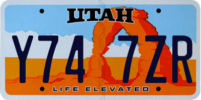 UT license plate Y747ZR