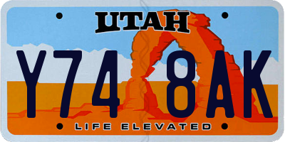 UT license plate Y748AK