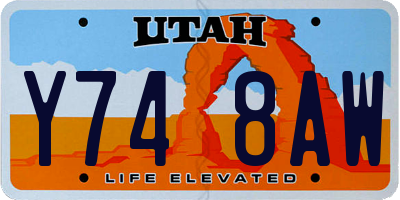 UT license plate Y748AW