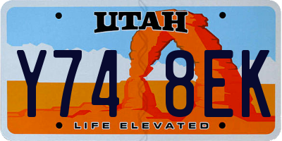 UT license plate Y748EK