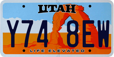 UT license plate Y748EW