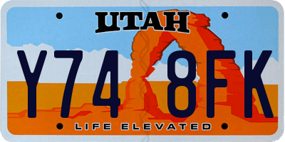 UT license plate Y748FK