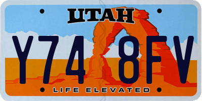 UT license plate Y748FV