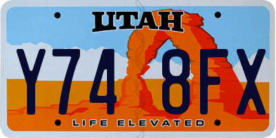UT license plate Y748FX