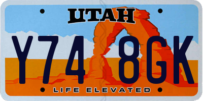 UT license plate Y748GK