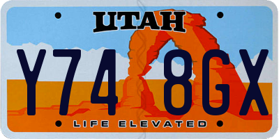 UT license plate Y748GX