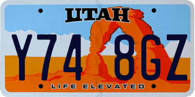 UT license plate Y748GZ