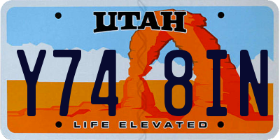 UT license plate Y748IN