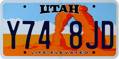 UT license plate Y748JD