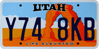 UT license plate Y748KB