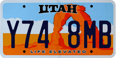 UT license plate Y748MB