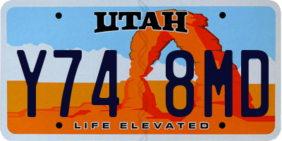 UT license plate Y748MD