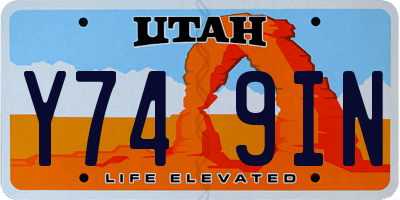 UT license plate Y749IN