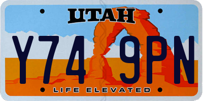 UT license plate Y749PN