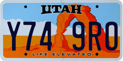 UT license plate Y749RO