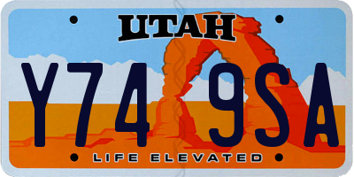 UT license plate Y749SA