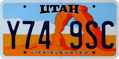 UT license plate Y749SC