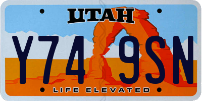 UT license plate Y749SN