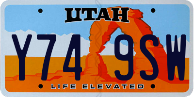 UT license plate Y749SW