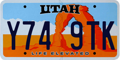 UT license plate Y749TK