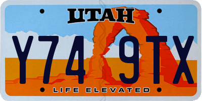 UT license plate Y749TX