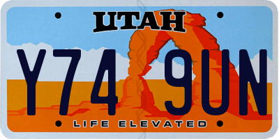 UT license plate Y749UN