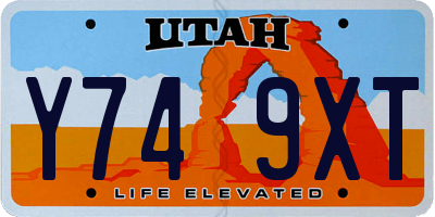 UT license plate Y749XT