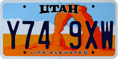 UT license plate Y749XW