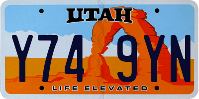 UT license plate Y749YN