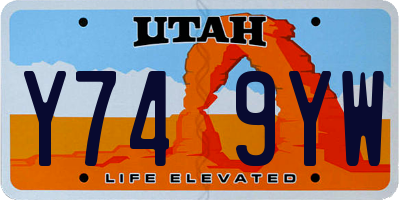 UT license plate Y749YW