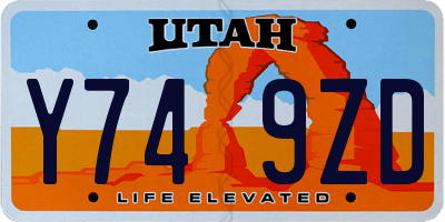 UT license plate Y749ZD