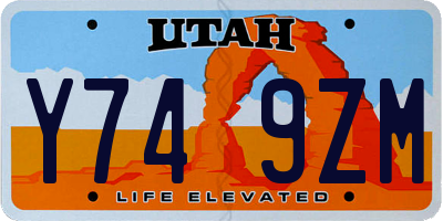 UT license plate Y749ZM