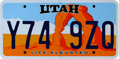 UT license plate Y749ZQ