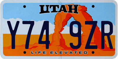 UT license plate Y749ZR