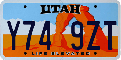 UT license plate Y749ZT