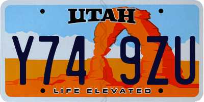 UT license plate Y749ZU