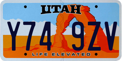 UT license plate Y749ZV
