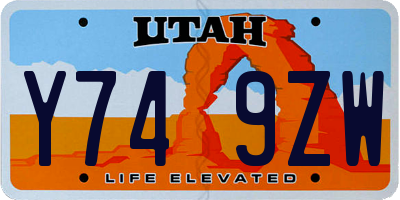 UT license plate Y749ZW