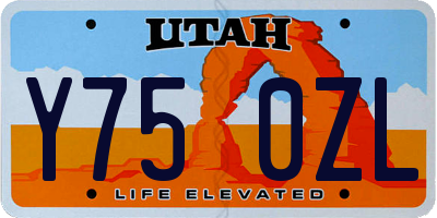 UT license plate Y750ZL