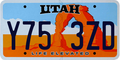 UT license plate Y753ZD