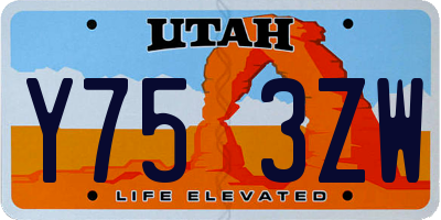 UT license plate Y753ZW