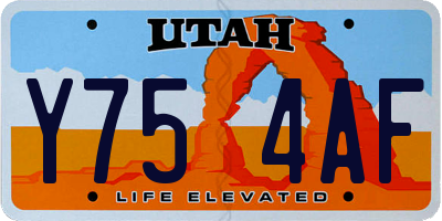 UT license plate Y754AF