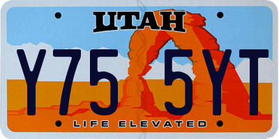 UT license plate Y755YT