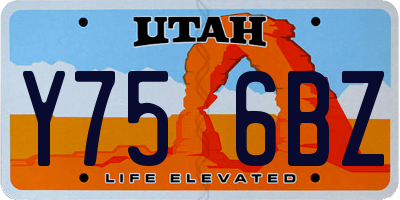 UT license plate Y756BZ