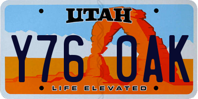 UT license plate Y760AK