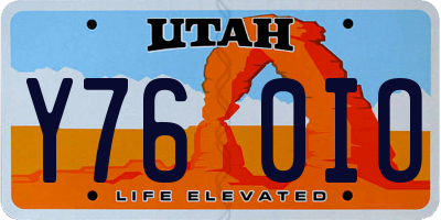 UT license plate Y760IO