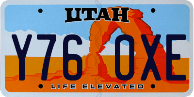 UT license plate Y760XE